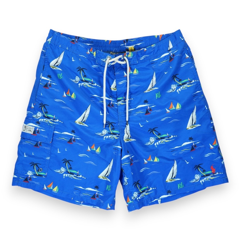 POLO RALPH LAUREN Men's Kailua Sailboat Swim‎ Trunks Size XXL Blue